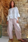 Sundaze Cheesecloth Chalk Stripe Classic Barrel Pant Rose